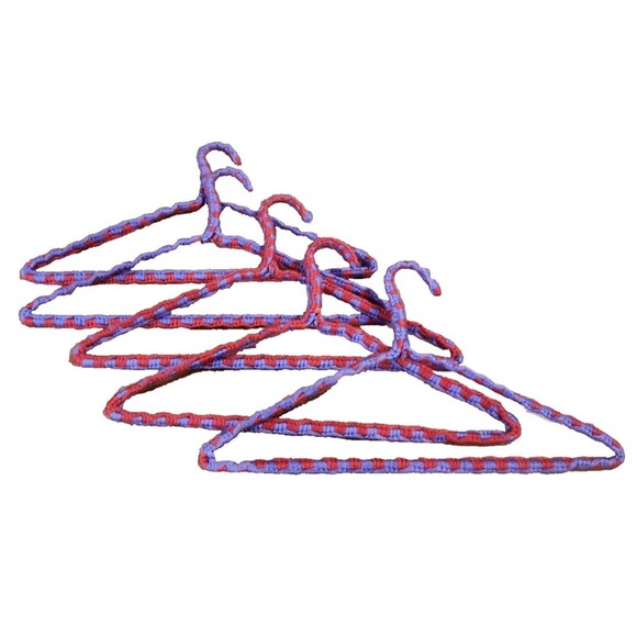 Lot of 5 Vintage Crocheted Handmade Yarn Knit Wire Coat Hangers Colorful - Picture 2 of 6